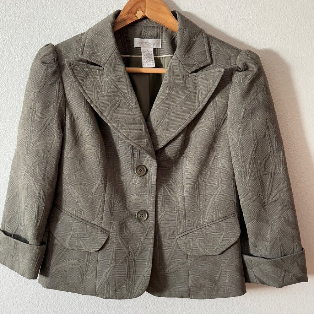 Worthington Lined Button Closure Olive Green Blazer Jacket Size 4
